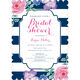 Navy Vintage Flower Bridal Shower Invitations Image 6 of 6